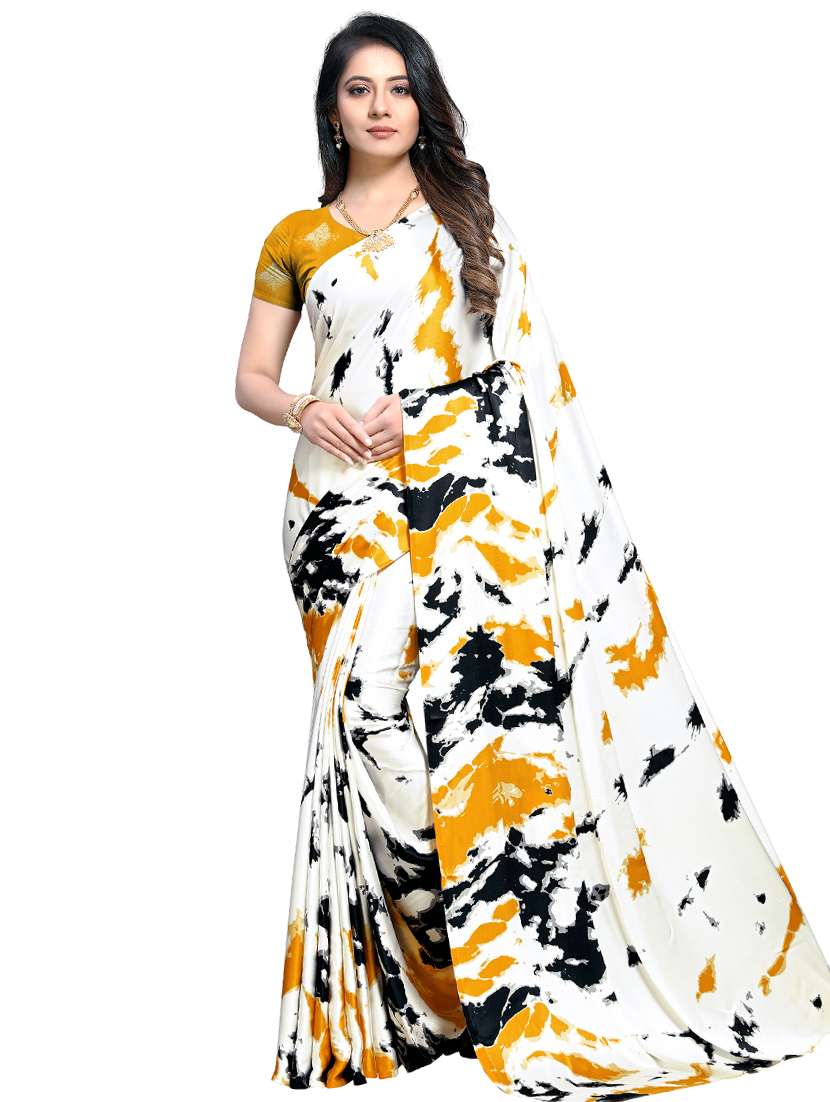 abstract printed saree with blouse - 17161260 - Zoom Image - 0