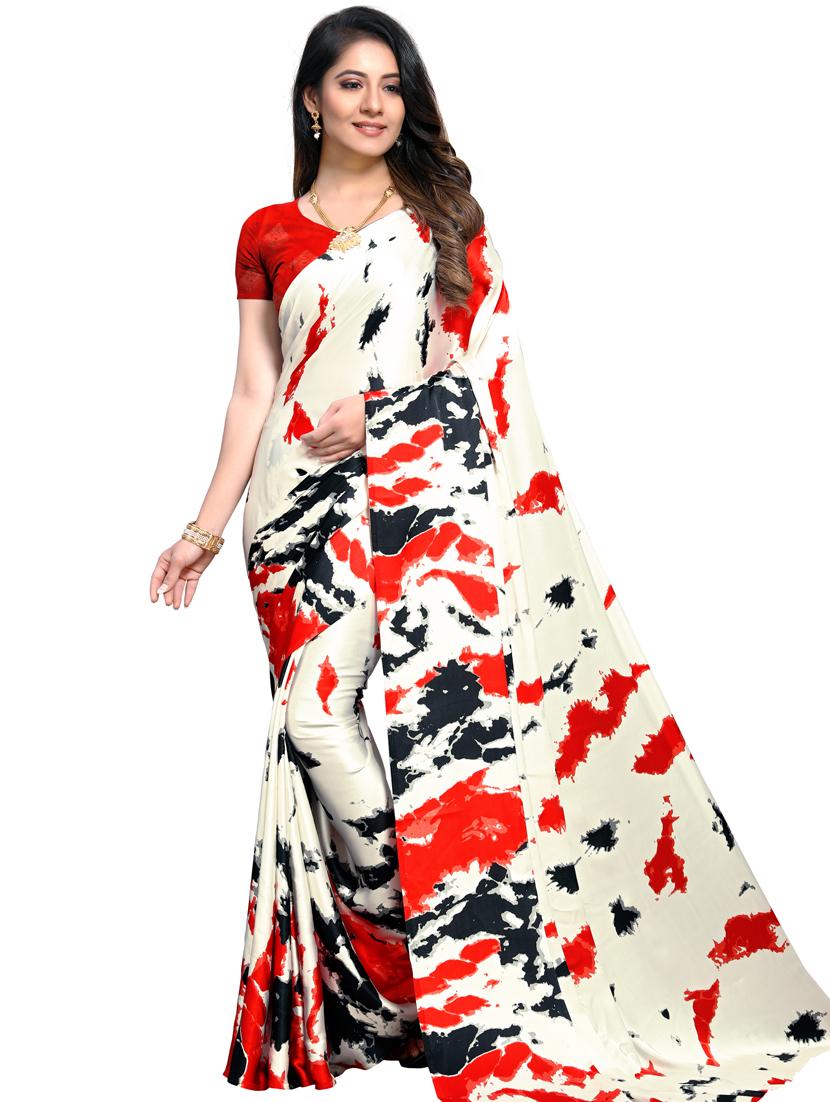 abstract printed saree with blouse - 17161267 - Zoom Image - 0