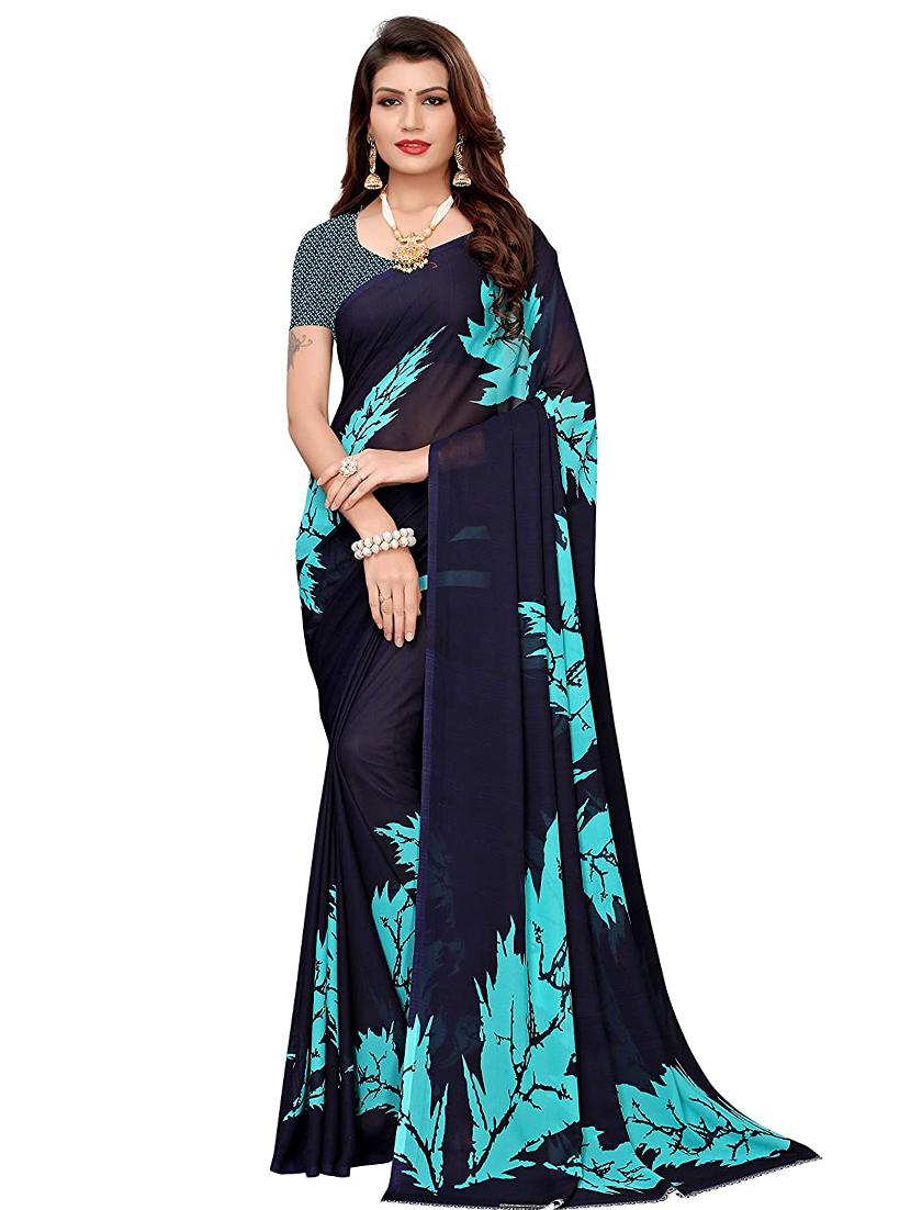 floral printed saree with blouse - 17161333 - Zoom Image - 0