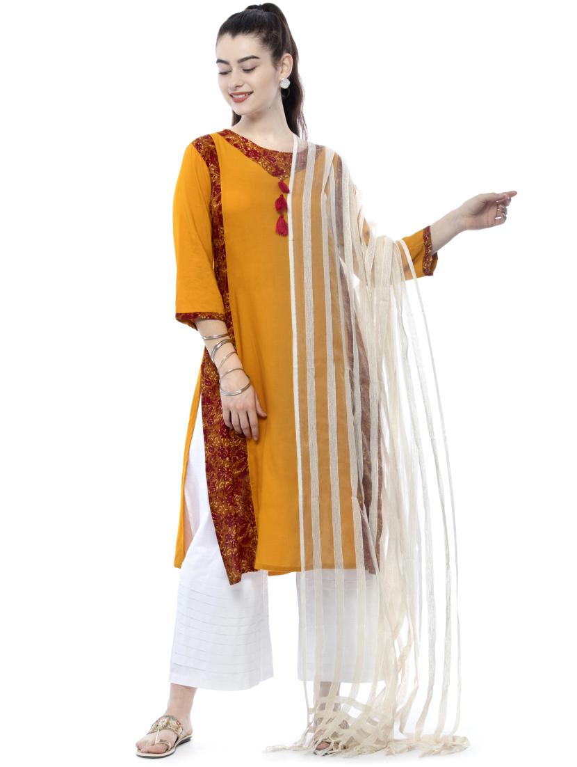 off-striped plain dupatta - 17161623 - Zoom Image - 0