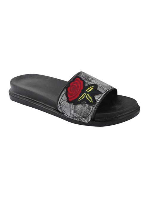 black slip on slides - 17164286 - Standard Image - 0