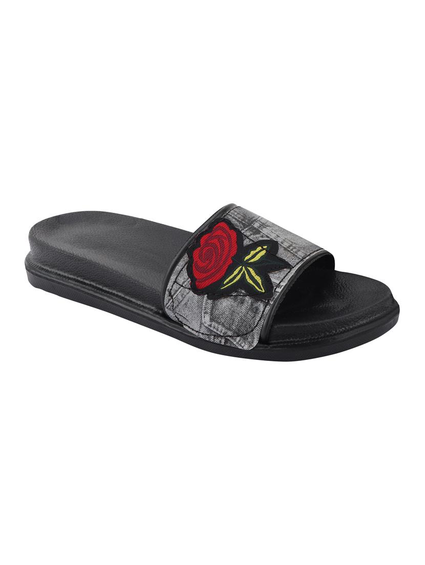 black slip on slides - 17164286 - Zoom Image - 0