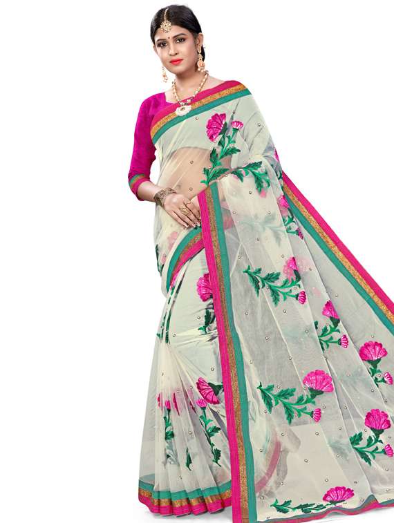 floral embroidered saree