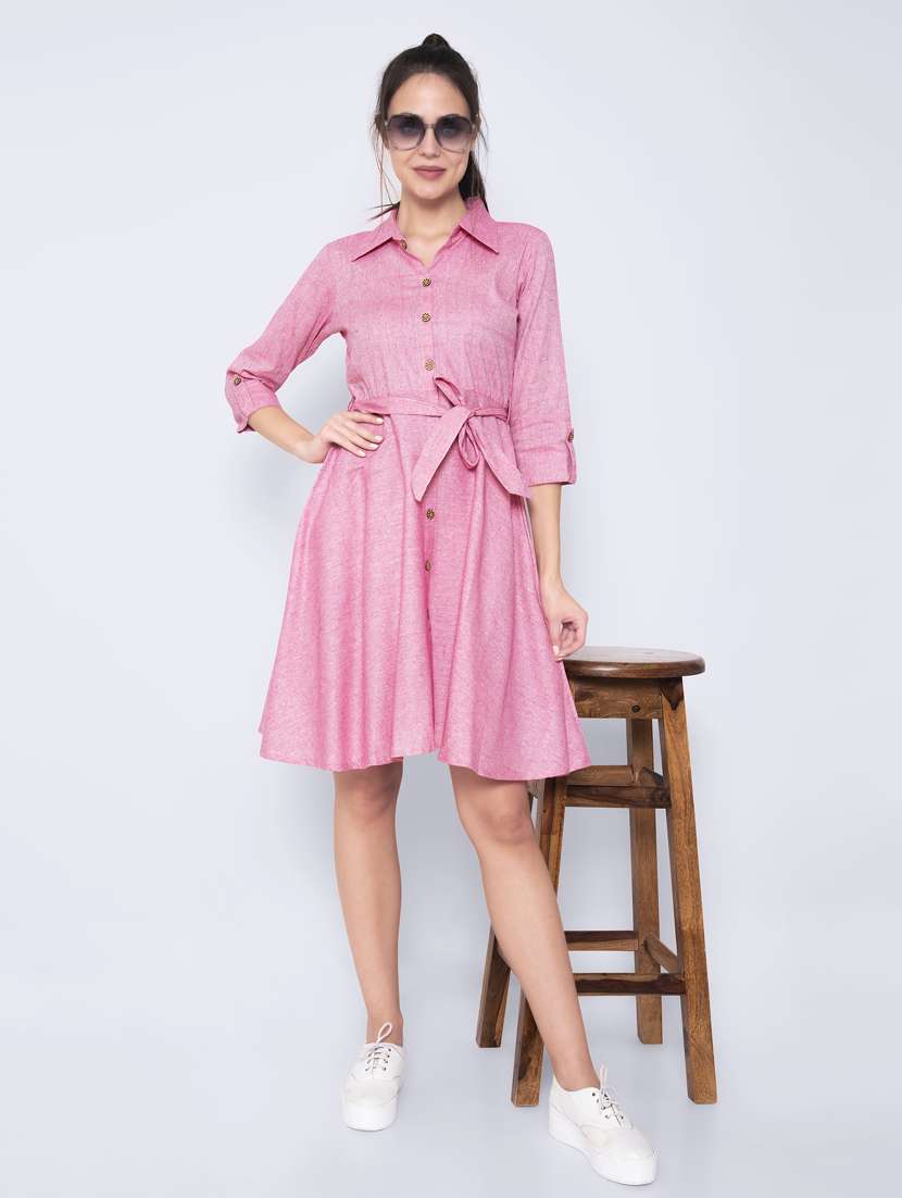 tie front a-line dress - 17165405 - Standard Image - 3