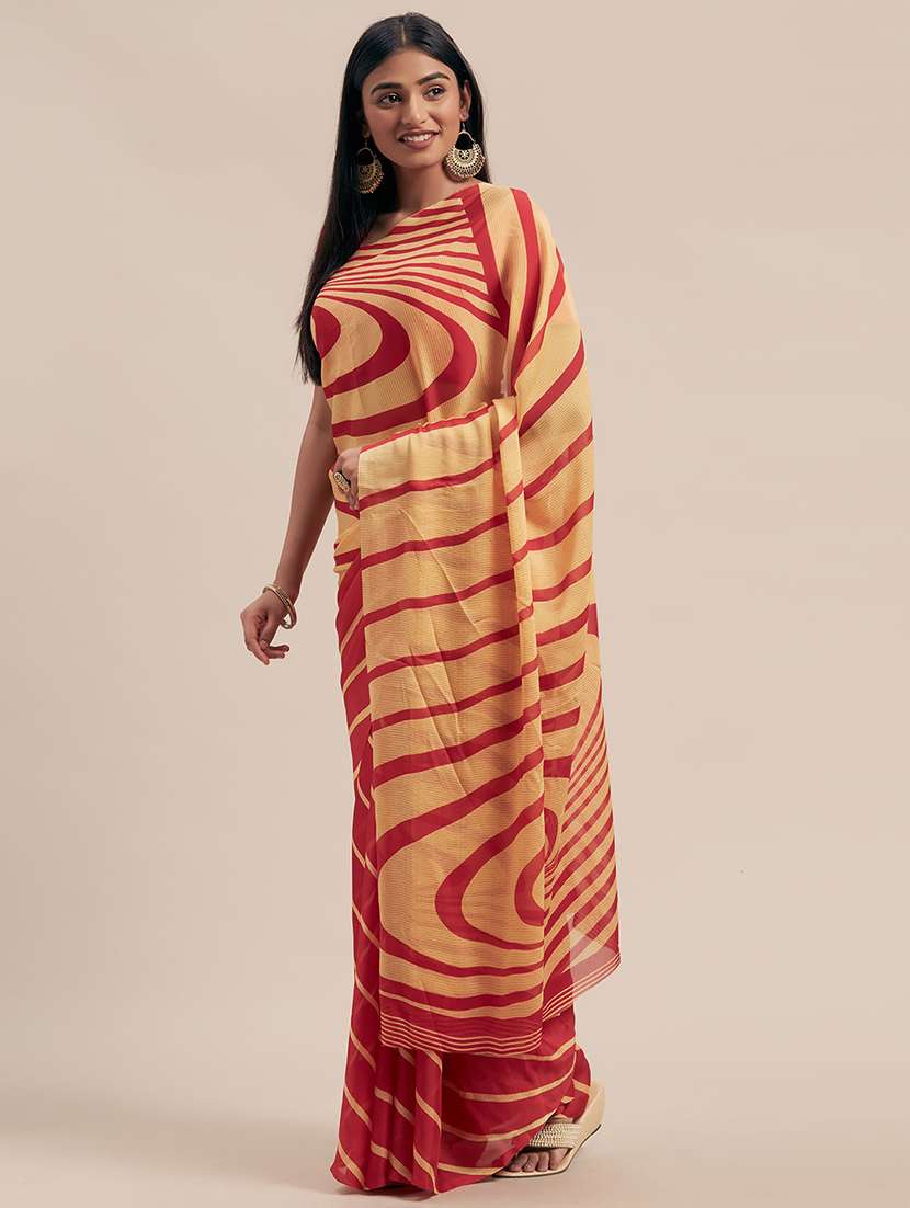 women's abstract beige colored saree