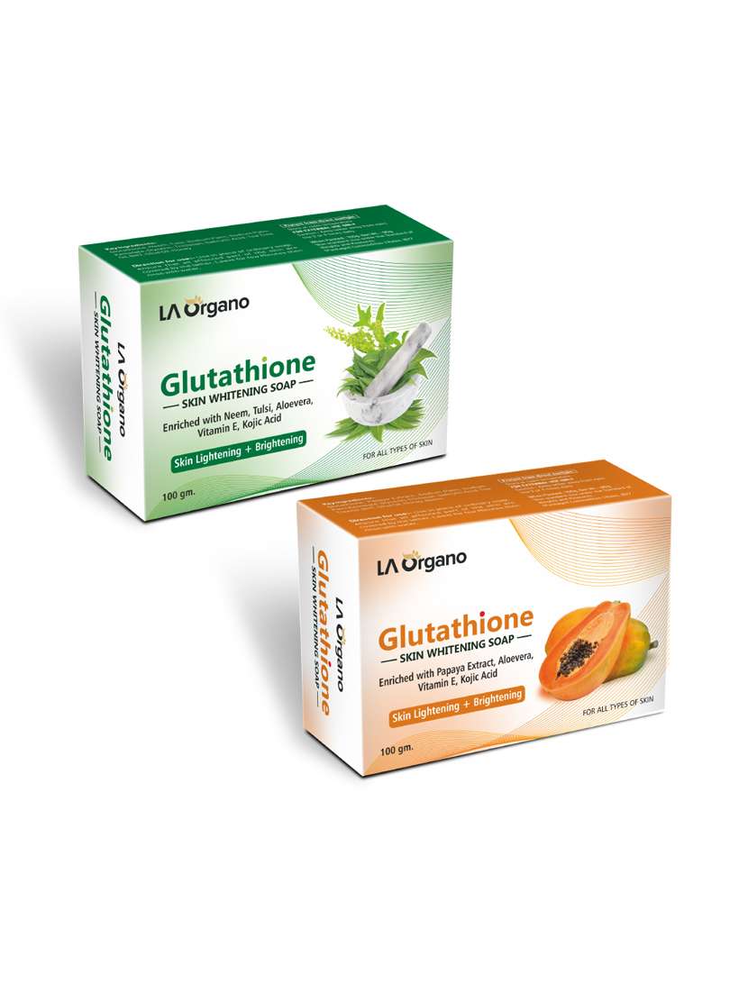 glutathione whitening soap with neem tulsi  & glutathione papaya soap for skin lightening,brightening -(pack of 2,100gm each)