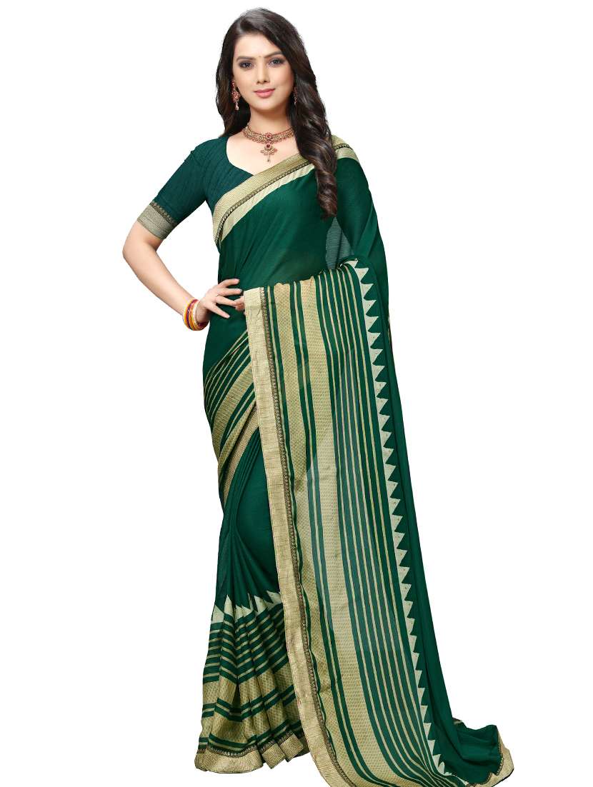 solid bordered saree with blouse - 17166310 -  Zoom Image - 0