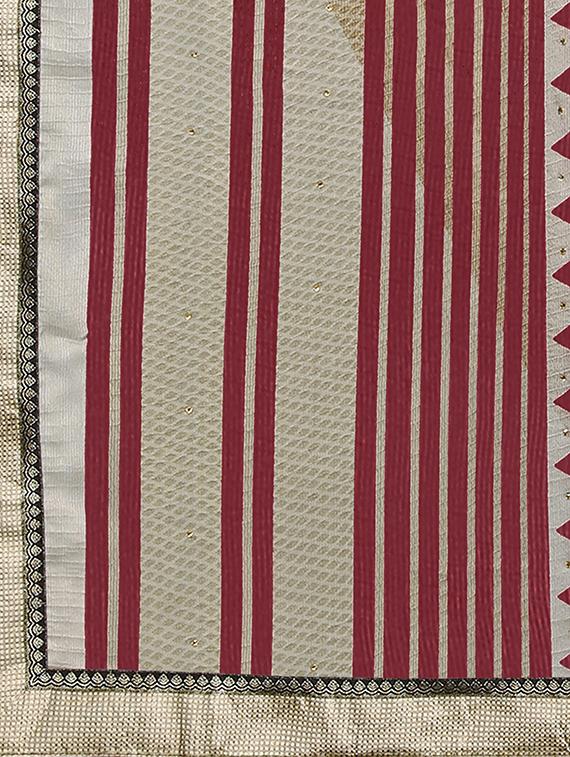 solid bordered saree with blouse - 17166311 - Standard Image - 3