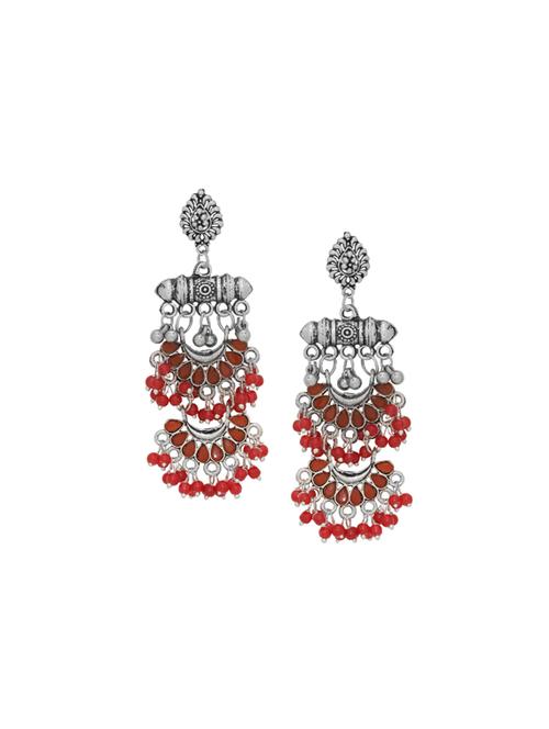 red silver plated chandellier earring - 17168606 - Standard Image - 0