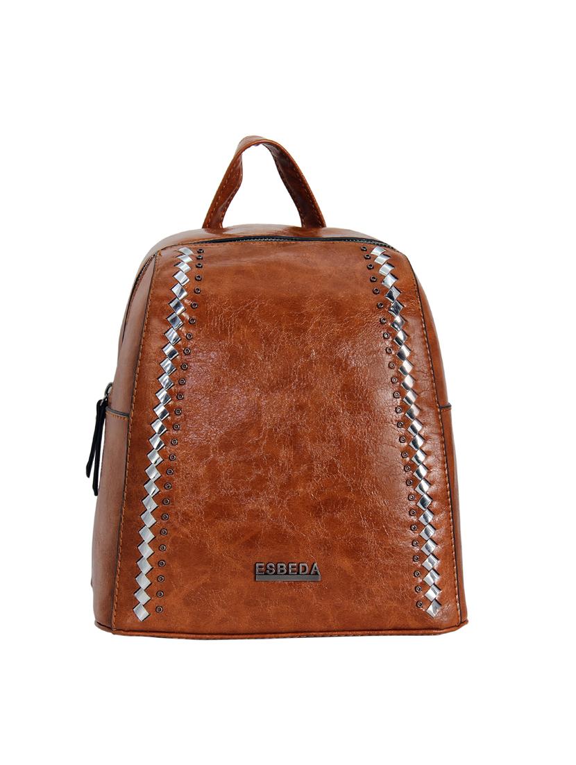 tan leatherette (pu) fashion backpack - 17170003 - Zoom Image - 0