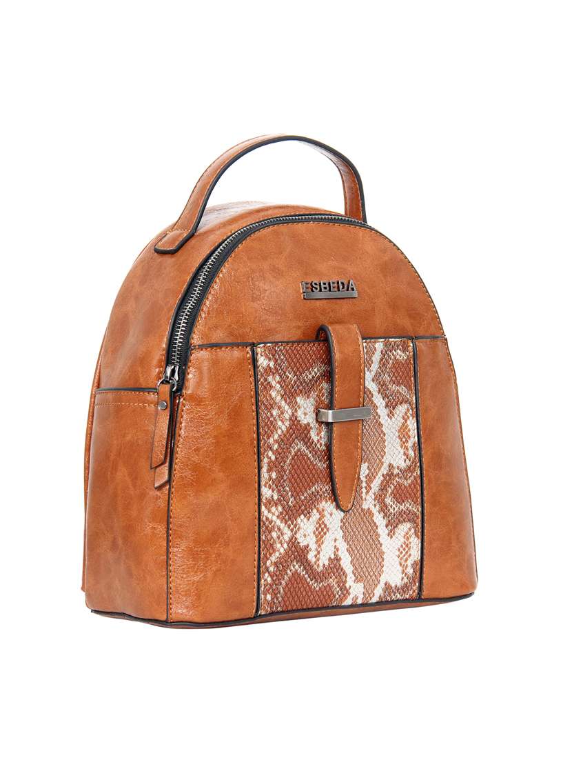 tan leatherette (pu) fashion backpack - 17170015 - Standard Image - 3