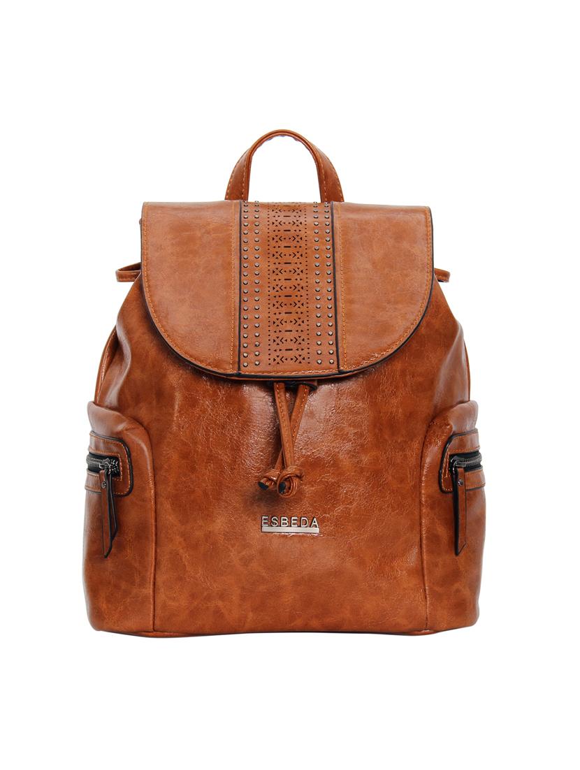 tan leatherette (pu) fashion backpack - 17170027 - Zoom Image - 0