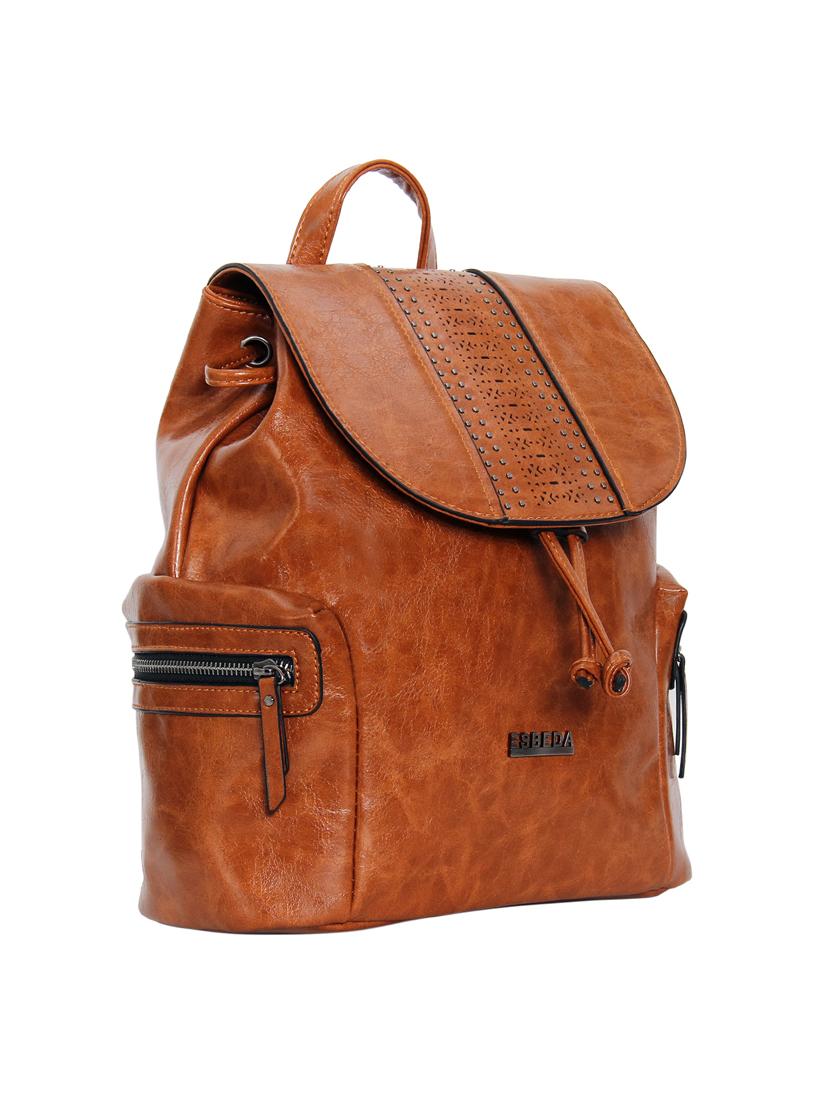 tan leatherette (pu) fashion backpack - 17170027 - Standard Image - 3