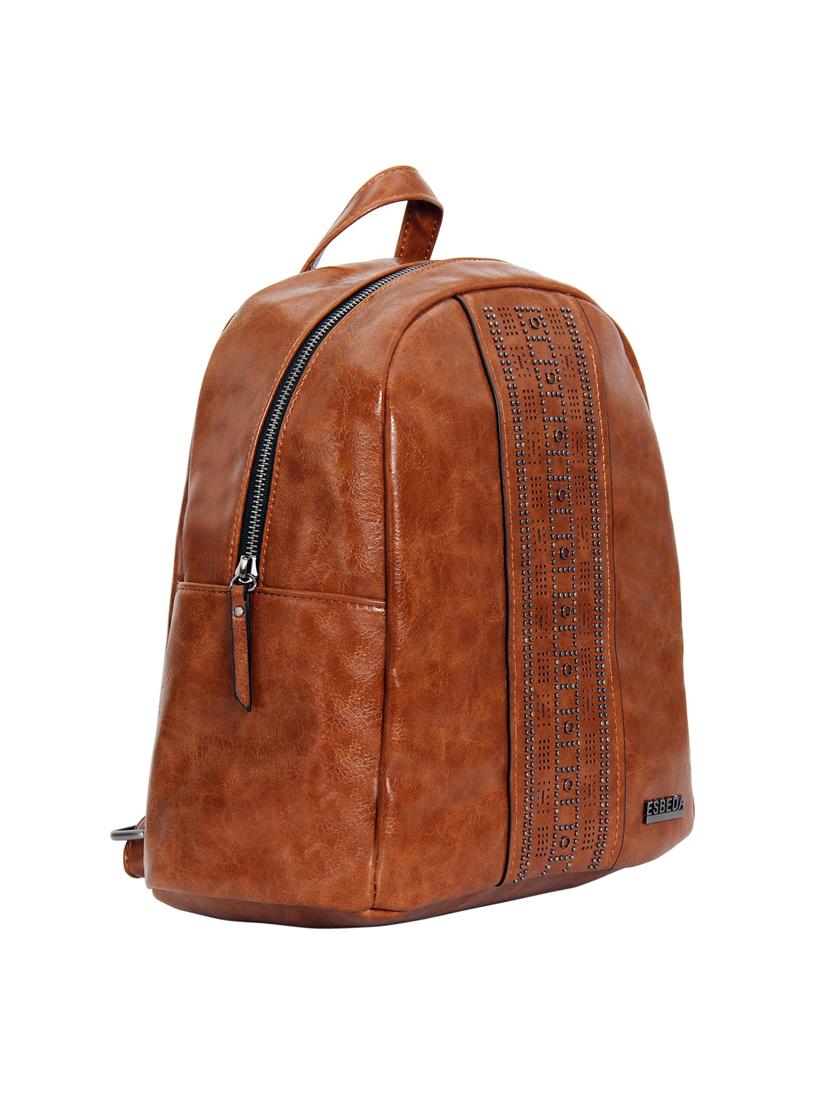 tan leatherette (pu) fashion backpack - 17170033 - Standard Image - 3