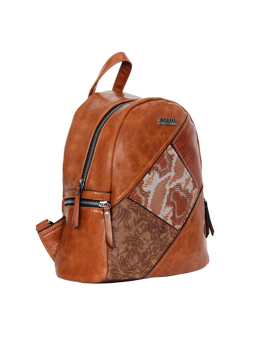 tan leatherette (pu) fashion backpack - 17170051 - Standard Image - 3