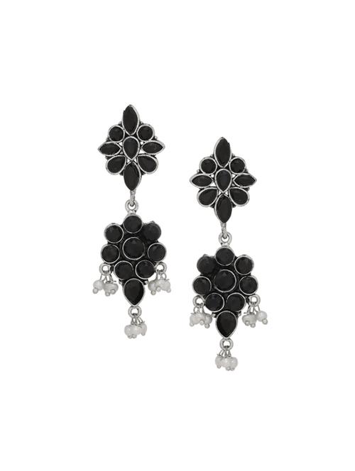 black silver plated drop earring - 17170558 - Standard Image - 0
