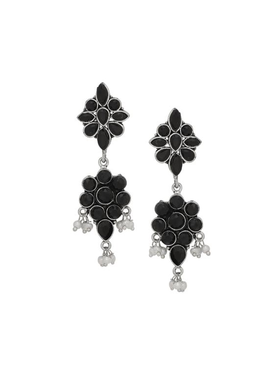 black silver plated drop earring - 17170558 - Zoom Image - 0