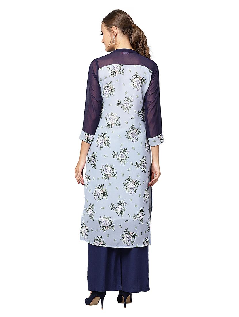 floral straight kurta - 17170603 - Standard Image - 3