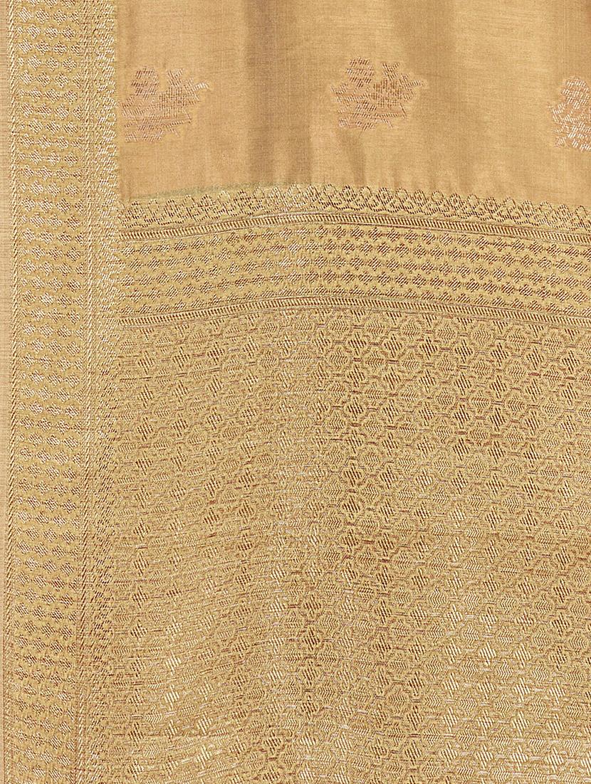 beige silk blend saree with blouse - 17171056 - Standard Image - 3