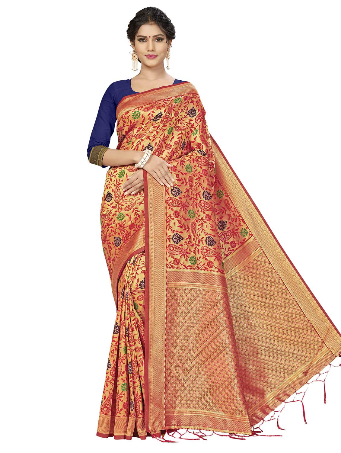 self design woven saree with blouse - 17171064 - Zoom Image - 0