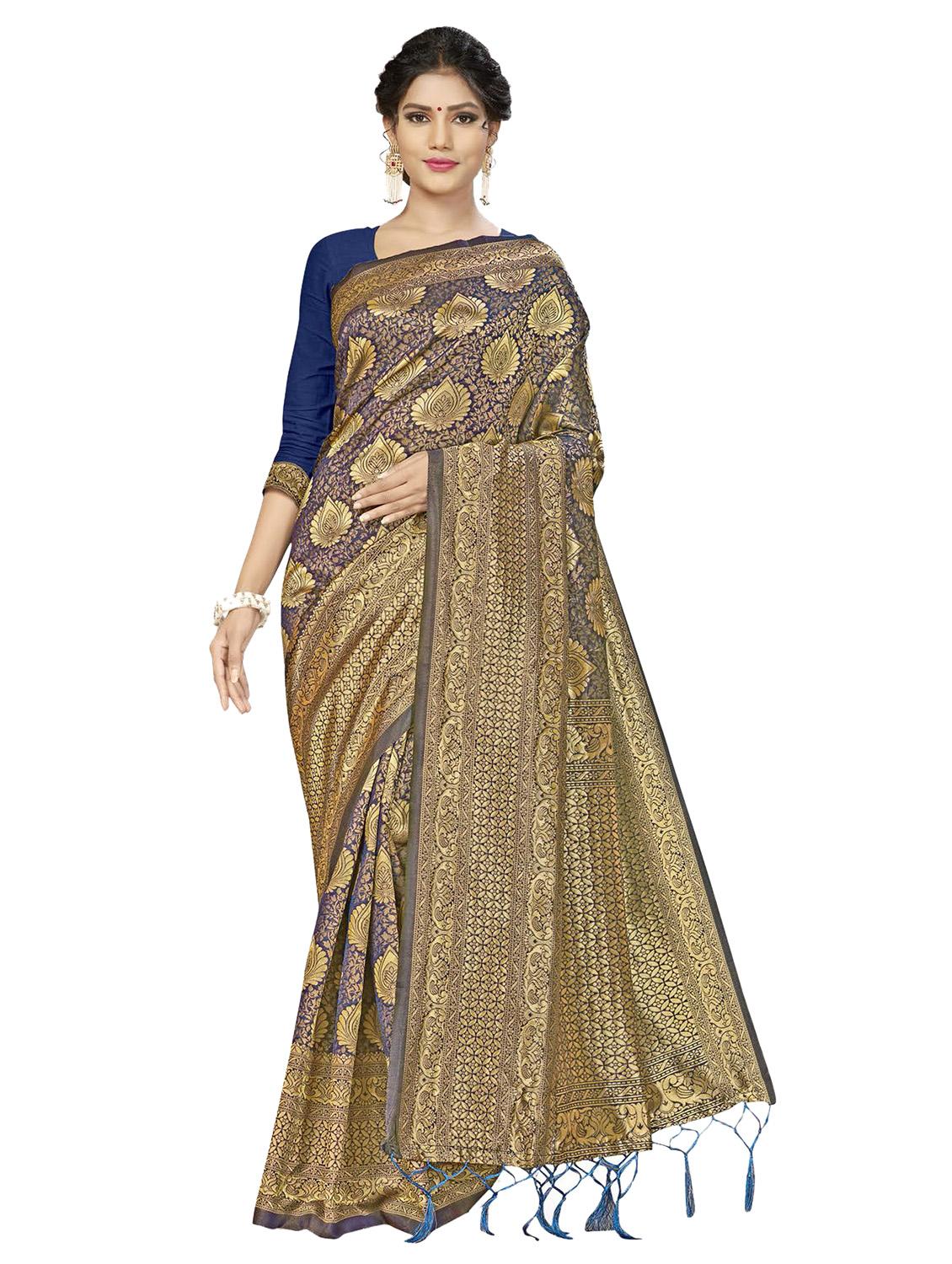 self design woven saree with blouse - 17171077 - Zoom Image - 0