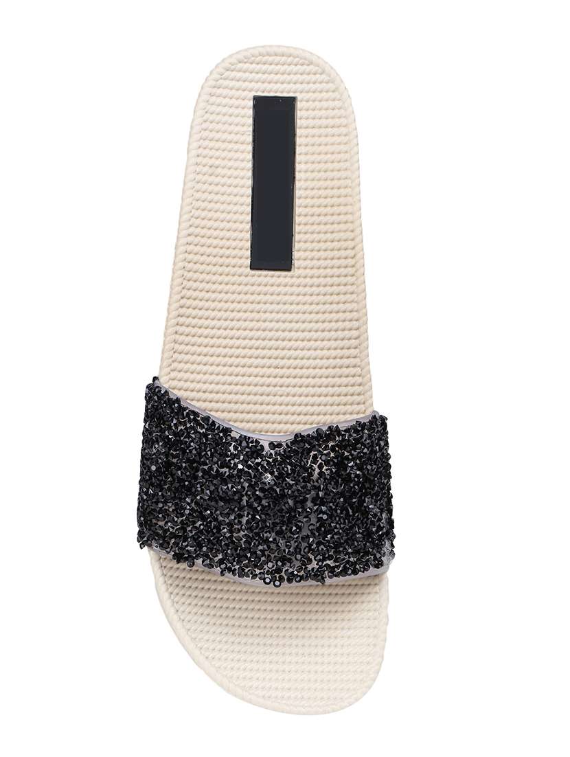 black plastic slippers flip flops - 17172185 -  Standard Image - 3