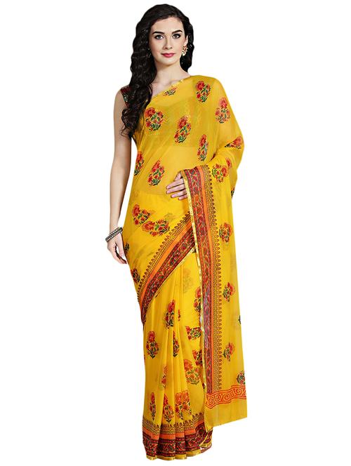 floral printed saree with blouse - 17175025 - Standard Image - 0
