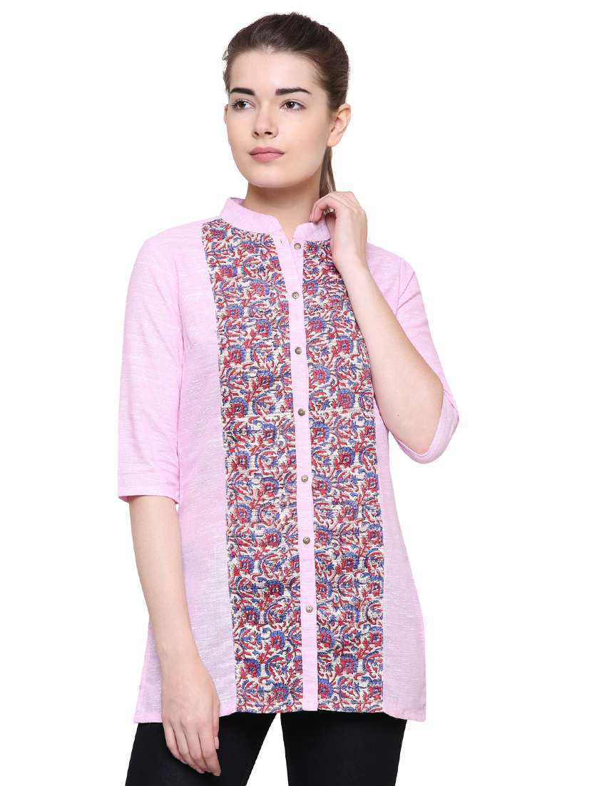 pink khadi cotton regular tunic - 17181483 -  Zoom Image - 0