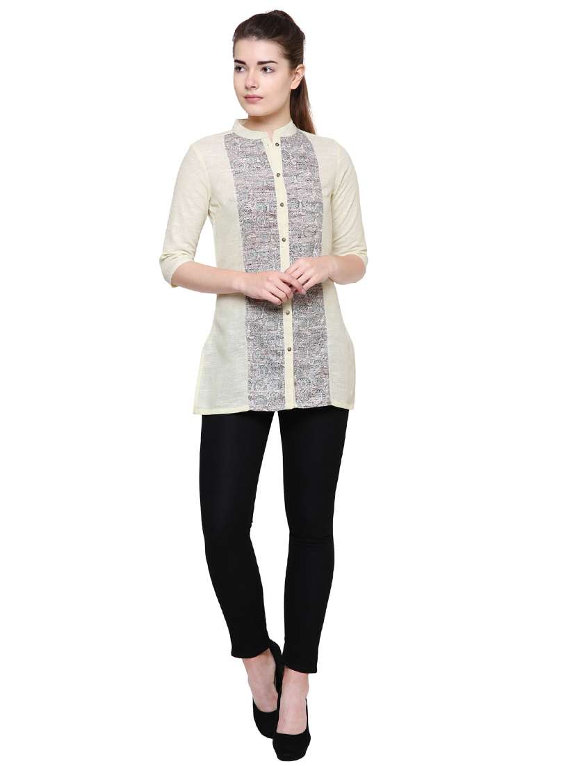 yellow khadi cotton regular tunic - 17181484 - Standard Image - 3