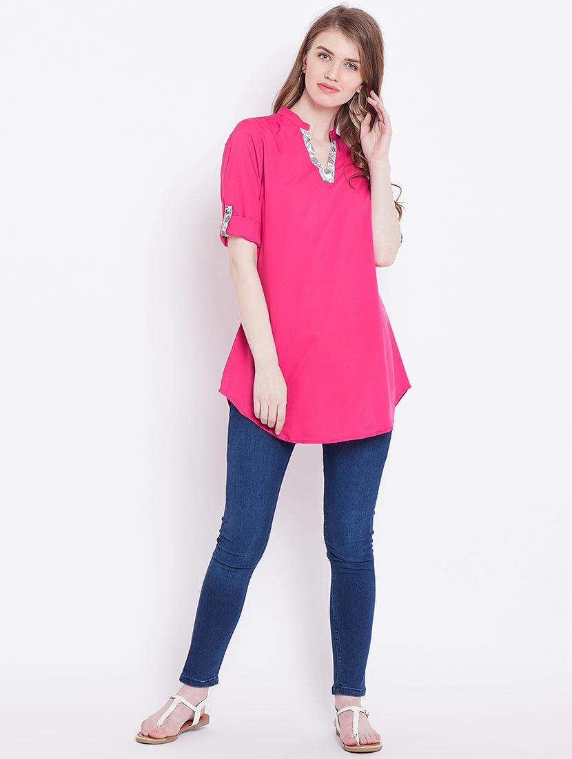 pink polyester regular tunic - 17181489 - Standard Image - 3