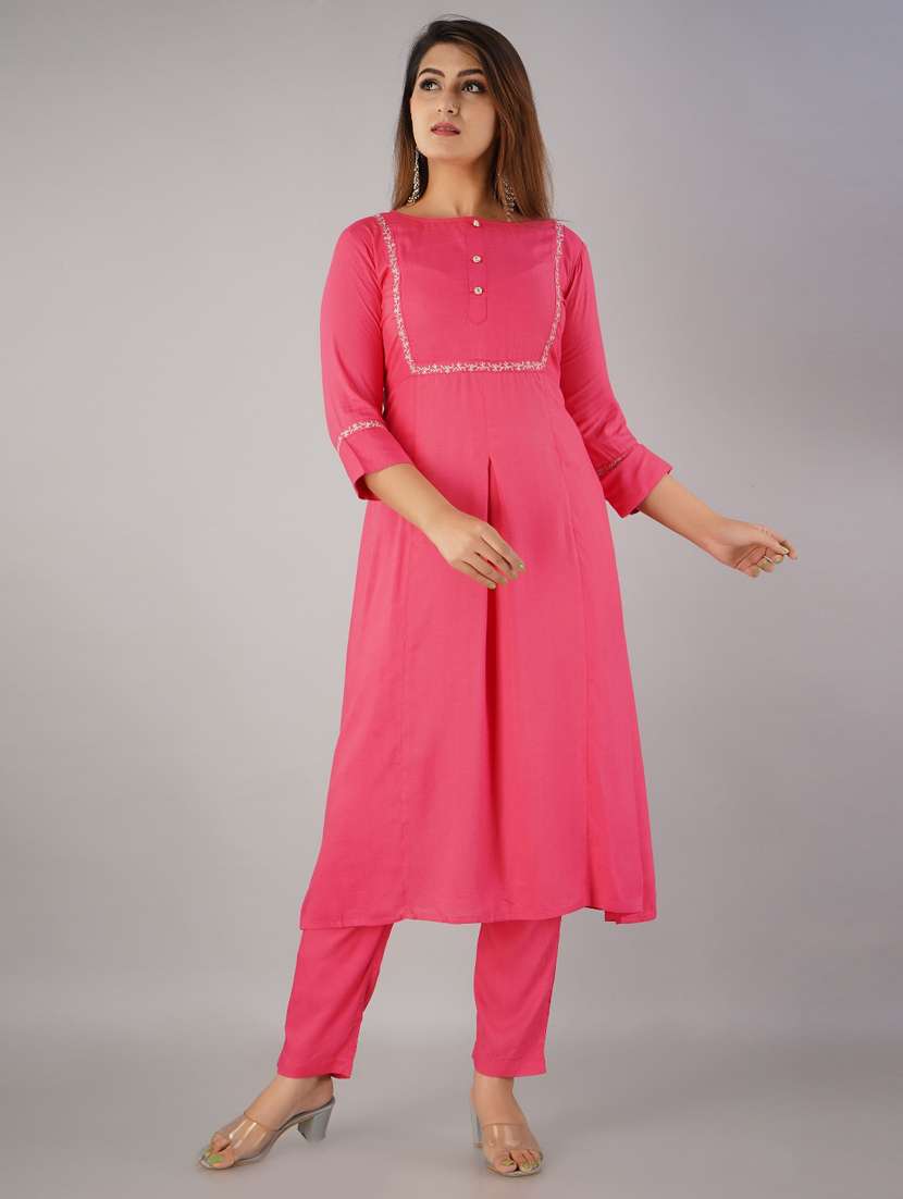 solid kurta pant set