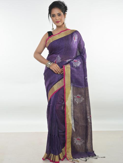 self design handloom saree with blouse - 17181959 - Standard Image - 0