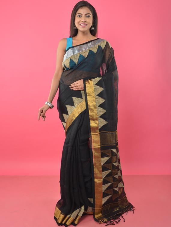 zari work handloom saree with blouse - 17181970 - Zoom Image - 0