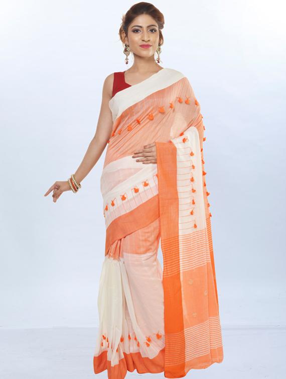 striped handloom saree with blouse - 17181974 -  Zoom Image - 0