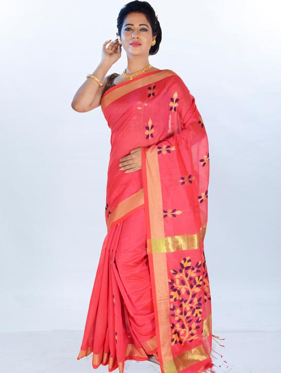 zari work handloom saree with blouse - 17181981 - Zoom Image - 0