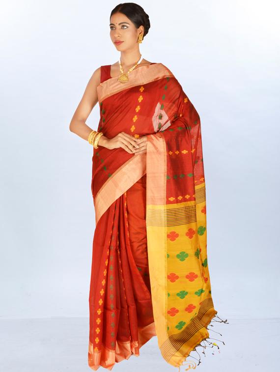 zari work handloom saree with blouse - 17181982 - Zoom Image - 0