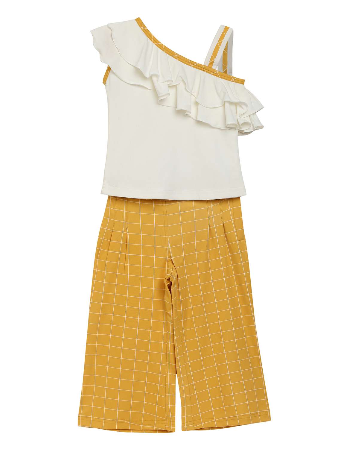 yellow rayon full length sets twin & jump suit - 17183421 -  Zoom Image - 0