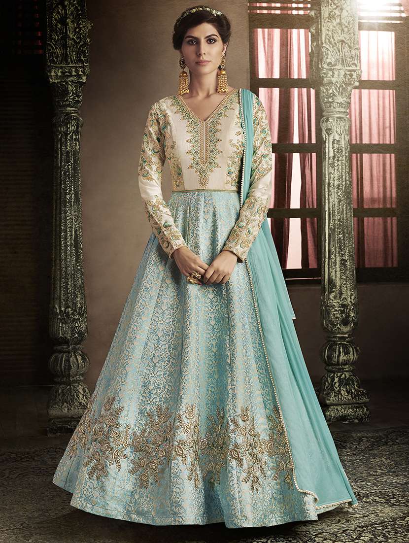 embroidered anarkali suits semi-stitched suit