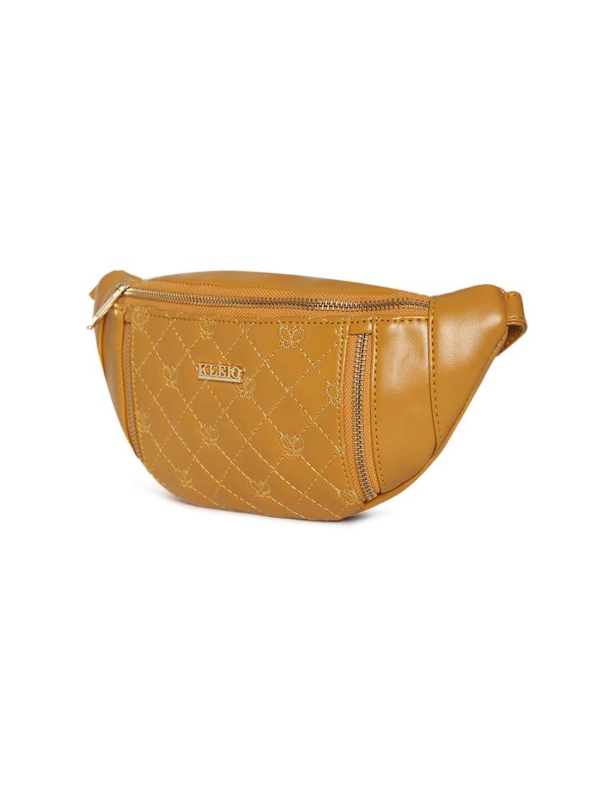 yellow leatherette (pu) regular pouch - 17184937 - Standard Image - 3