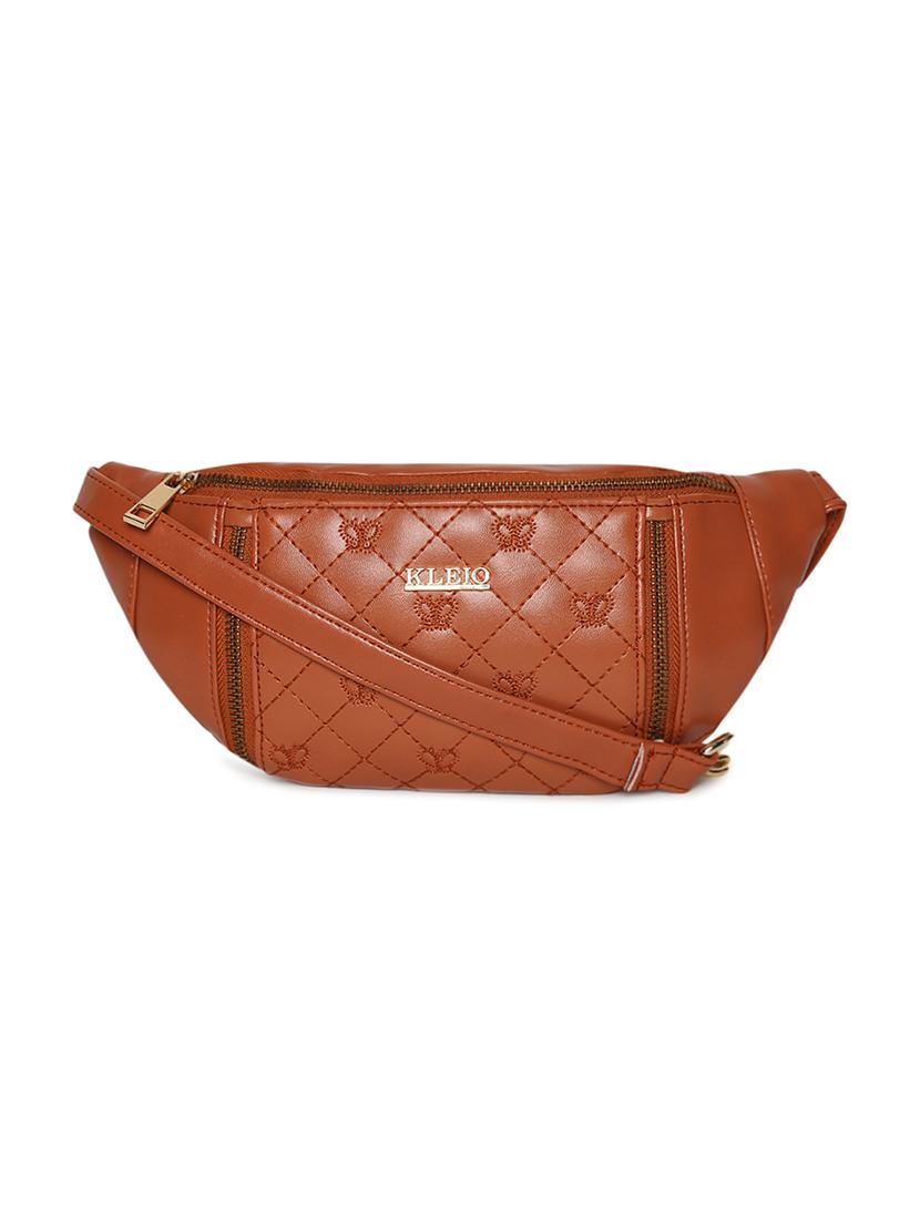 tan leatherette (pu) regular pouch - 17184939 -  Zoom Image - 0