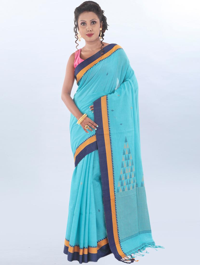 geometric handloom saree with blouse - 17189019 - Zoom Image - 0