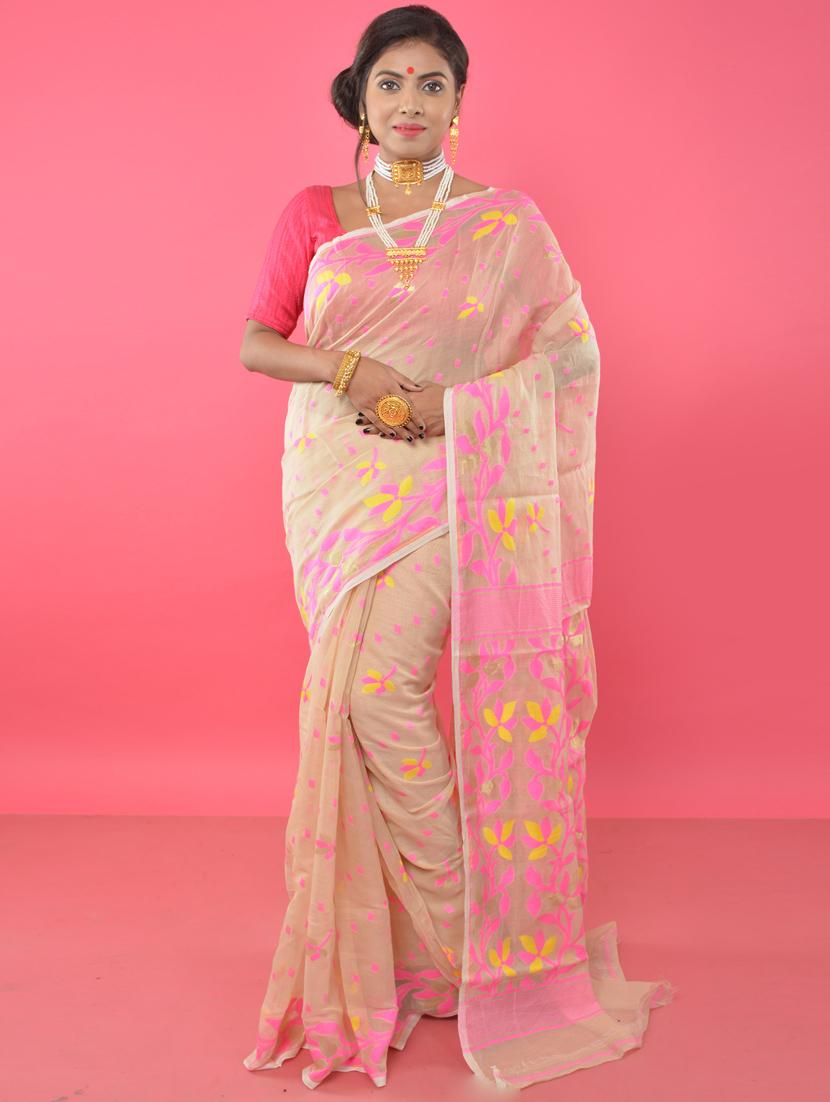 floral jamdani saree - 17189027 - Zoom Image - 0