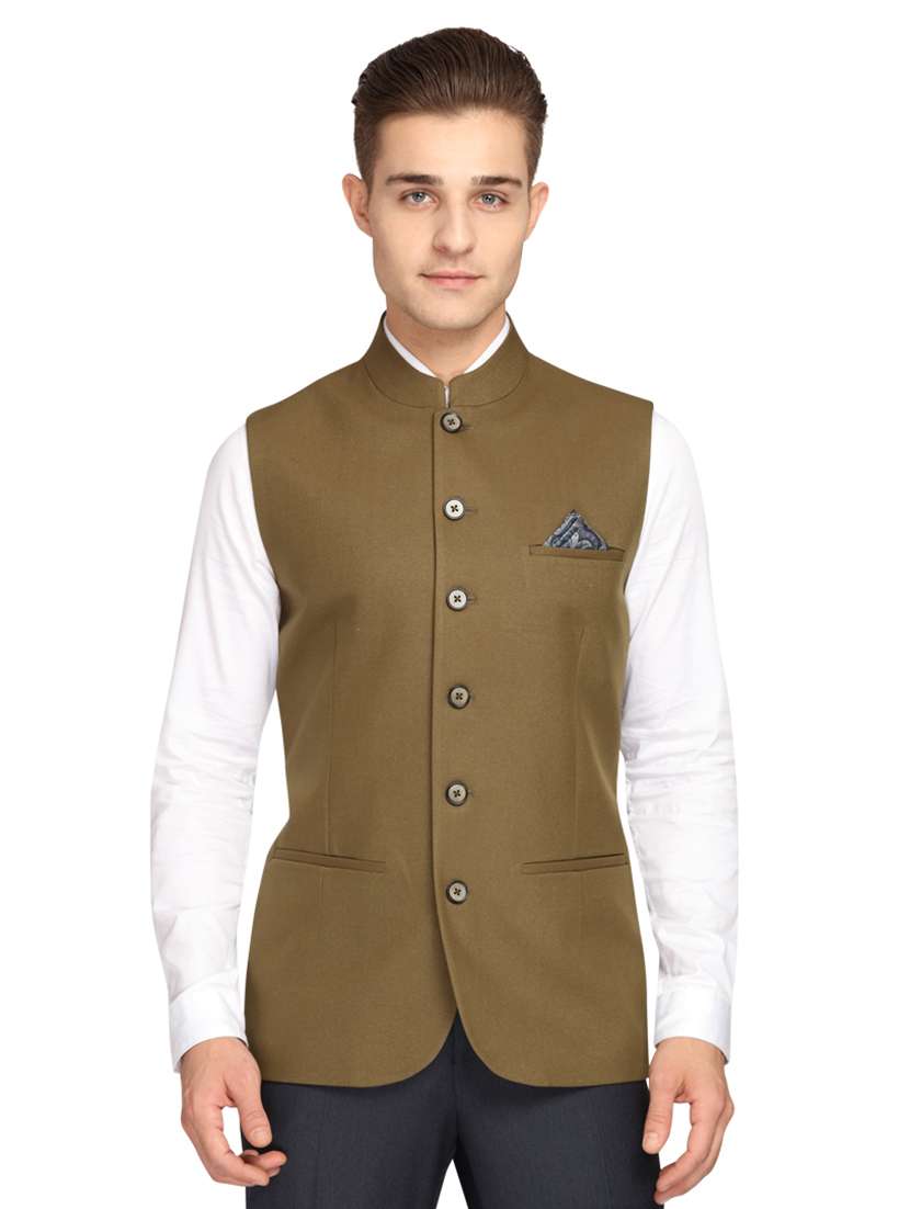 olive green nehru jacket
