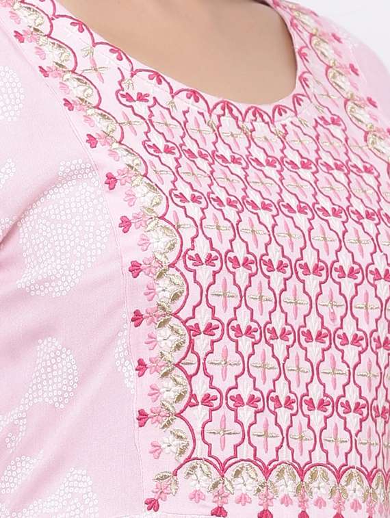 yoke embroidered tiered ethnic dress - 17191012 -  Standard Image - 5