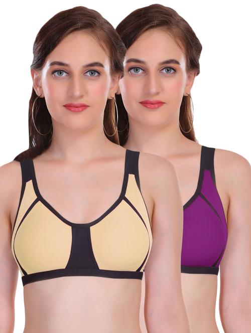 set of 2 color block sports bra - 17192794 - Standard Image - 0
