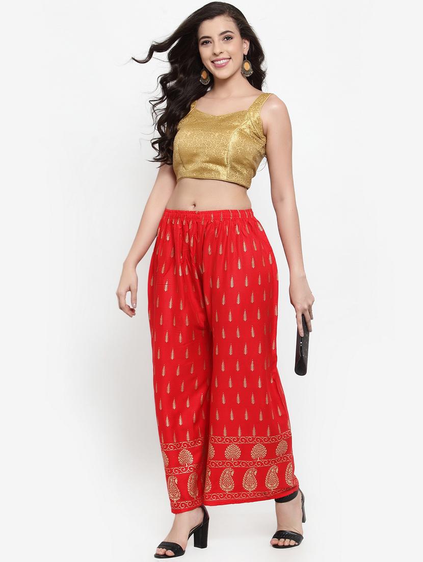 gold print straight palazzo - 17192829 - Standard Image - 3