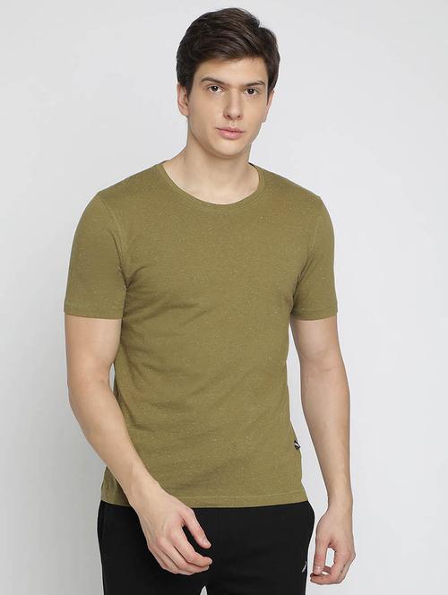 olive green melange t-shirt - 17194218 - Standard Image - 0