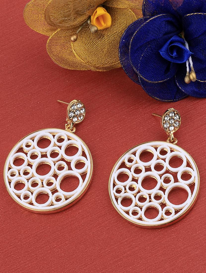 white metal drop earring - 17194382 -  Zoom Image - 0