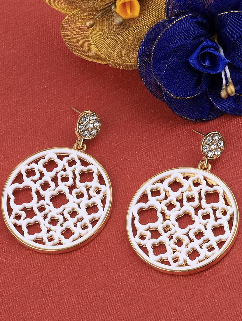 white metal drop earring - 17194383 -  Zoom Image - 0