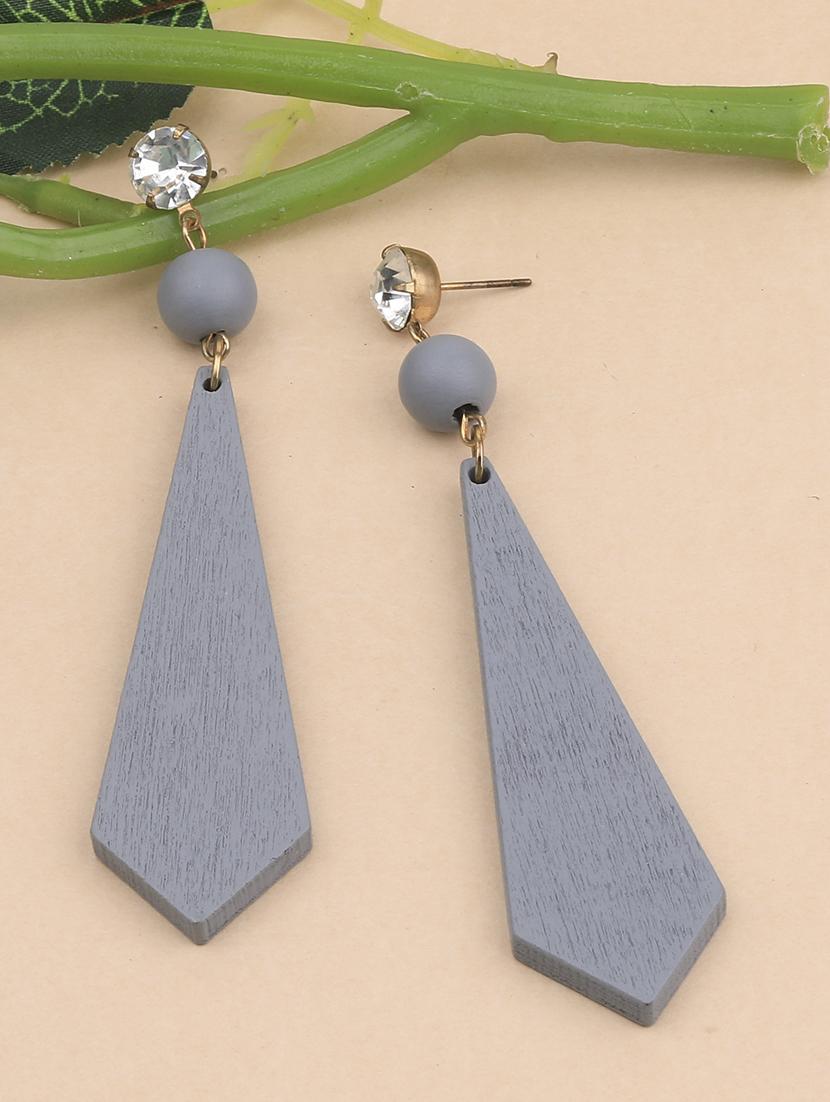 grey metal drop earring - 17194411 -  Zoom Image - 0